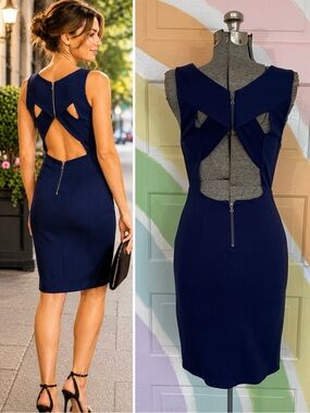 Alice + Olivia Tali Strappy Open Cross Back Career to Evening Dress Sz 6 💛🎀